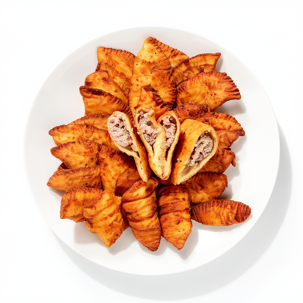 Minkšti varškiniai čeburekai su sultingu faršu