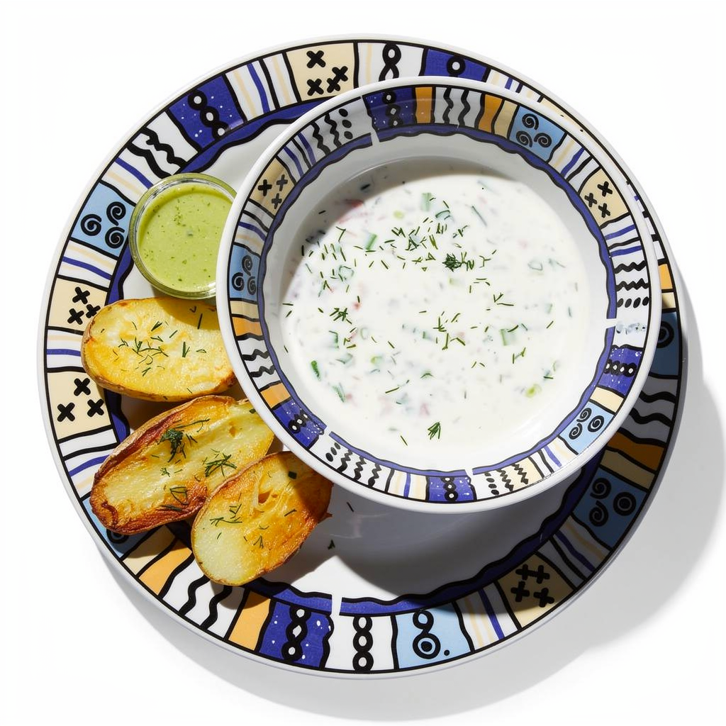 Šalta žemaitiška kefyro sriuba su silkės dribsniais